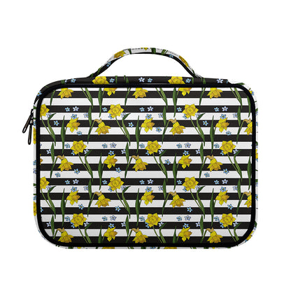 Yellow Daffodil Striped Pattern Print Briefcase Bible Bag