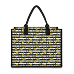 Yellow Daffodil Striped Pattern Print Canvas Tote Bag