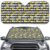 Yellow Daffodil Striped Pattern Print Car Windshield Sun Shade