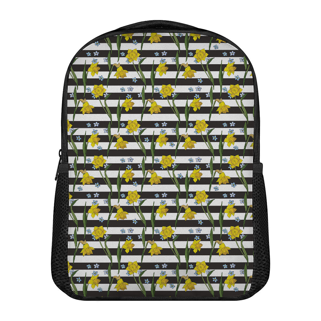 Yellow Daffodil Striped Pattern Print Casual Backpack