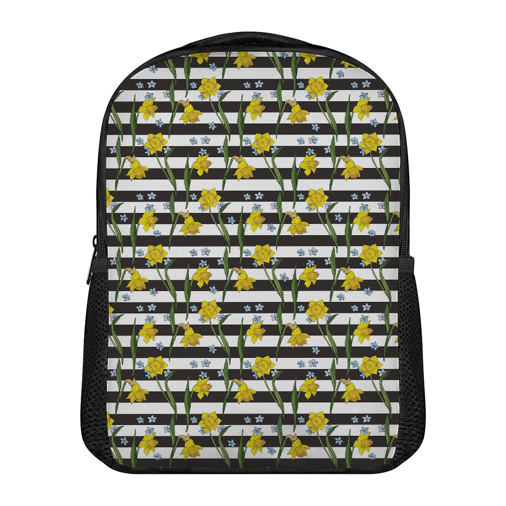 Yellow Daffodil Striped Pattern Print Casual Backpack