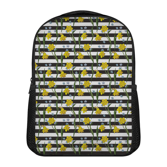 Yellow Daffodil Striped Pattern Print Casual Backpack