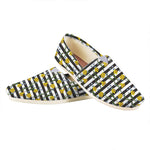 Yellow Daffodil Striped Pattern Print Casual Shoes