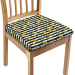 Yellow Daffodil Striped Pattern Print Chair Cushion Cover