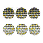 Yellow Daffodil Striped Pattern Print Coaster Set