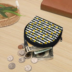 Yellow Daffodil Striped Pattern Print Coin Purse
