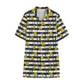 Yellow Daffodil Striped Pattern Print Cotton Hawaiian Shirt