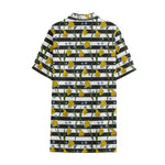 Yellow Daffodil Striped Pattern Print Cotton Hawaiian Shirt