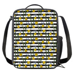 Yellow Daffodil Striped Pattern Print Crossbody Lunch Bag