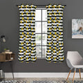 Yellow Daffodil Striped Pattern Print Grommet Curtain Panels