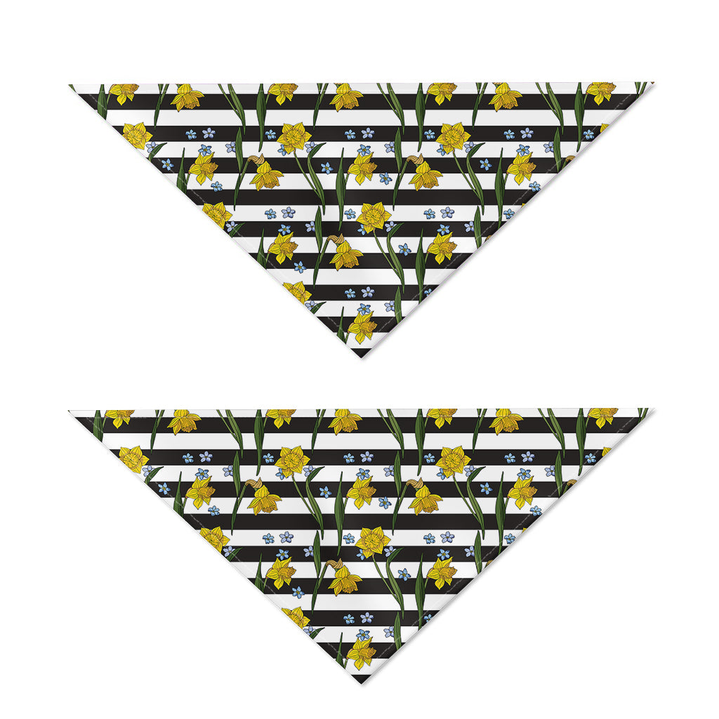 Yellow Daffodil Striped Pattern Print Dog Bandana