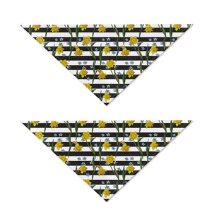 Yellow Daffodil Striped Pattern Print Dog Bandana