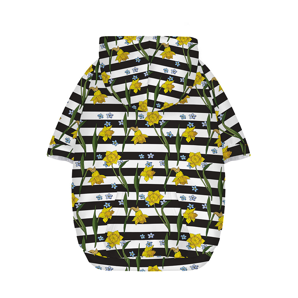 Yellow Daffodil Striped Pattern Print Dog Zip Up Hoodie