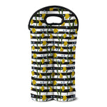 Yellow Daffodil Striped Pattern Print Double Neoprene Wine Tote