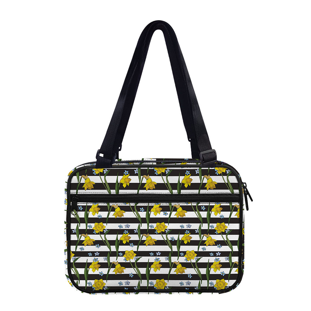 Yellow Daffodil Striped Pattern Print Double Strap Bible Bag
