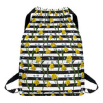Yellow Daffodil Striped Pattern Print Drawstring Backpack
