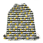 Yellow Daffodil Striped Pattern Print Drawstring Bag