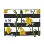 Yellow Daffodil Striped Pattern Print Drum Lamp Shade