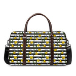 Yellow Daffodil Striped Pattern Print Duffle Bag