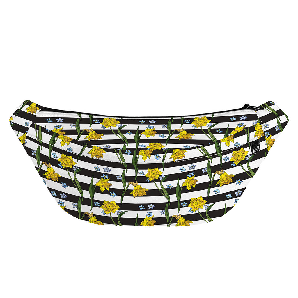 Yellow Daffodil Striped Pattern Print Fanny Pack