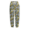 Yellow Daffodil Striped Pattern Print Fleece Lined Knit Pants