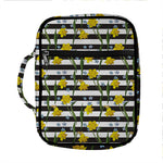 Yellow Daffodil Striped Pattern Print Front Pocket Bible Bag