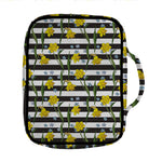 Yellow Daffodil Striped Pattern Print Front Pocket Bible Bag
