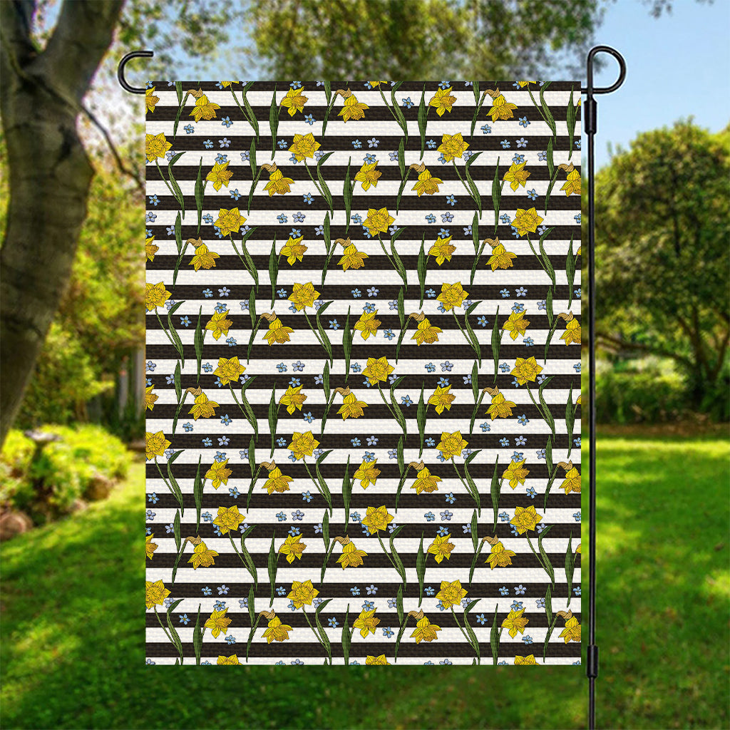 Yellow Daffodil Striped Pattern Print Garden Flag