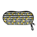Yellow Daffodil Striped Pattern Print Glasses Case