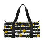 Yellow Daffodil Striped Pattern Print Gym Bag