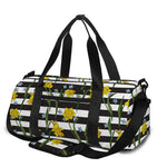 Yellow Daffodil Striped Pattern Print Gym Bag