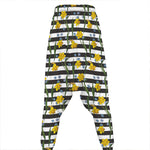 Yellow Daffodil Striped Pattern Print Hammer Pants