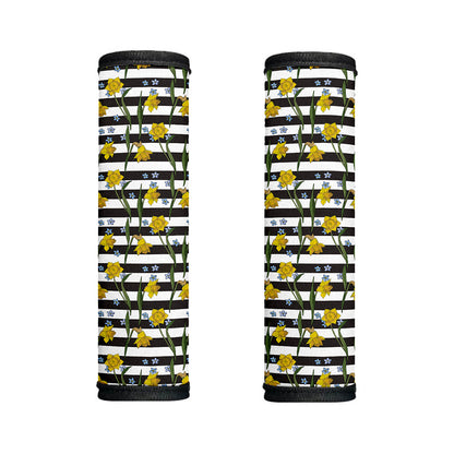 Yellow Daffodil Striped Pattern Print Handle Covers