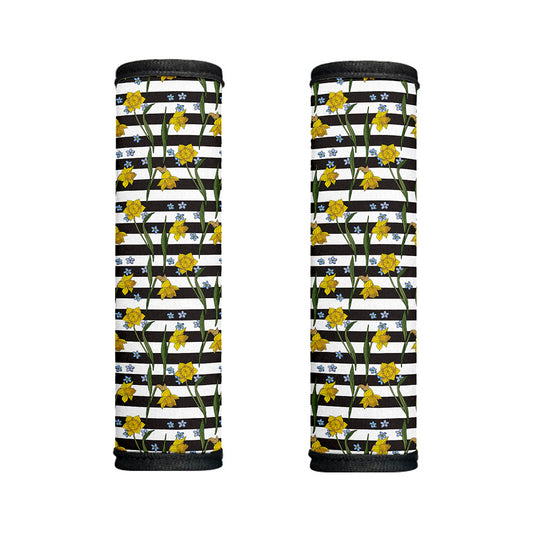 Yellow Daffodil Striped Pattern Print Handle Covers
