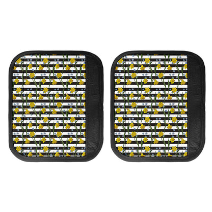 Yellow Daffodil Striped Pattern Print Handle Covers