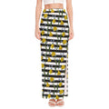 Yellow Daffodil Striped Pattern Print High Slit Maxi Skirt