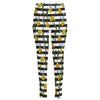 Yellow Daffodil Striped Pattern Print High-Waisted Pocket Leggings