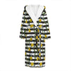 Yellow Daffodil Striped Pattern Print Hooded Bathrobe