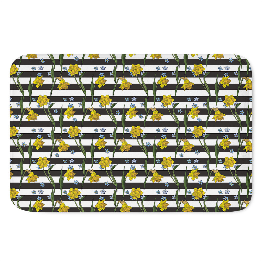 Yellow Daffodil Striped Pattern Print Indoor Door Mat