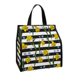 Yellow Daffodil Striped Pattern Print Insulated Lunch Tote
