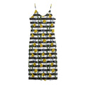 Yellow Daffodil Striped Pattern Print Jersey Midi Cami Dress