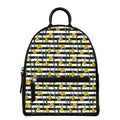 Yellow Daffodil Striped Pattern Print Leather Backpack