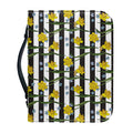 Yellow Daffodil Striped Pattern Print Leather Bible Cover