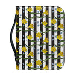 Yellow Daffodil Striped Pattern Print Leather Bible Cover