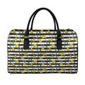 Yellow Daffodil Striped Pattern Print Leather Duffel Bag