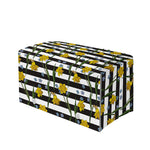 Yellow Daffodil Striped Pattern Print Leather Tissue Box Cover