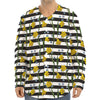 Yellow Daffodil Striped Pattern Print Long Sleeve Baseball Jersey