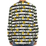 Yellow Daffodil Striped Pattern Print Long Sleeve Baseball Jersey