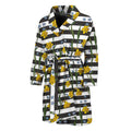 Yellow Daffodil Striped Pattern Print Men's Bathrobe