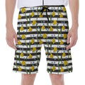 Yellow Daffodil Striped Pattern Print Men's Beach Shorts